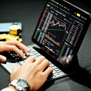 person using black laptop computer